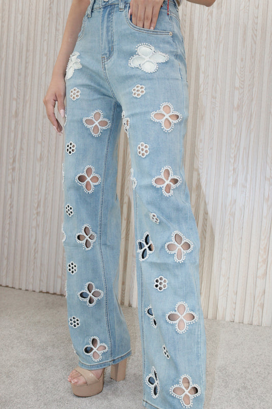 Pearls Denim pants