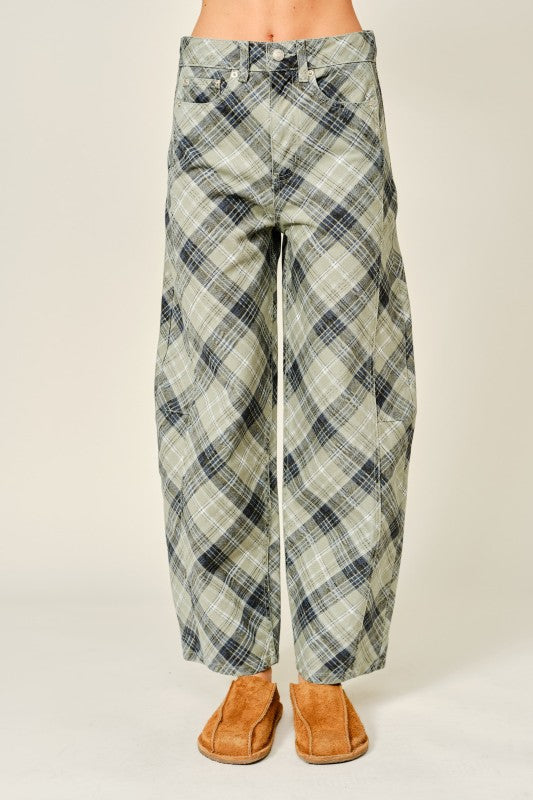 Plaid Barrel pants