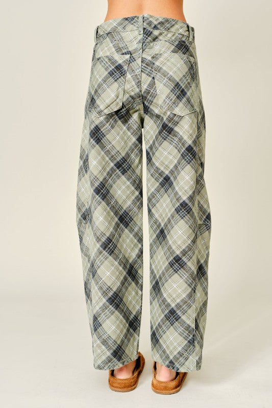 Plaid Barrel pants