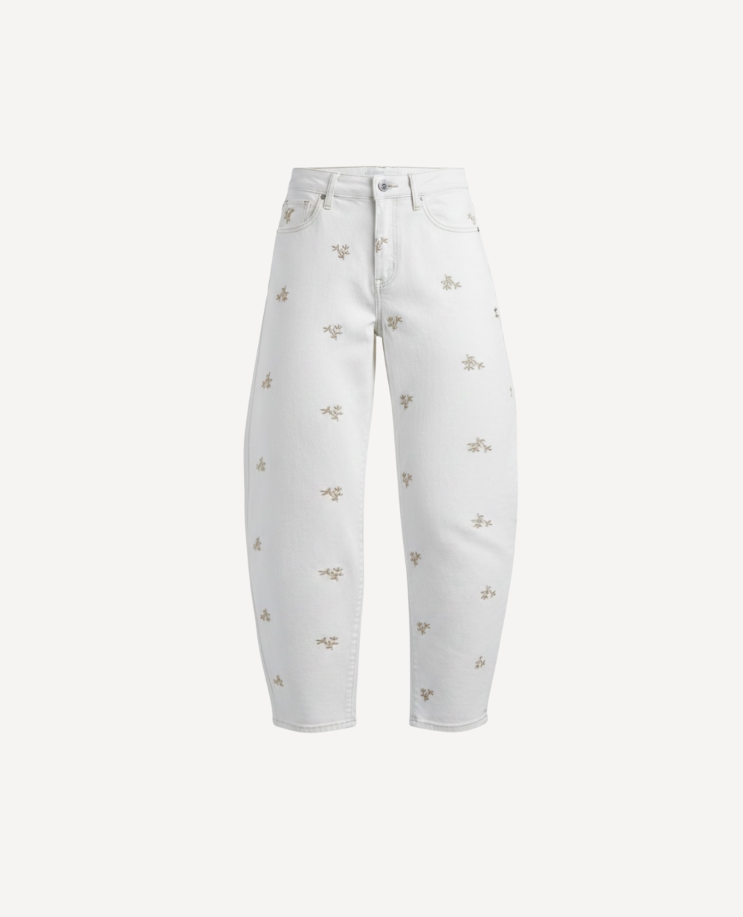 Embroidery barrel jeans