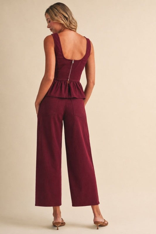 Peplum top and Barrel pants set