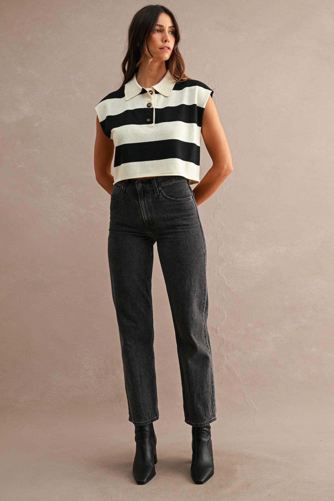 Striped polo top