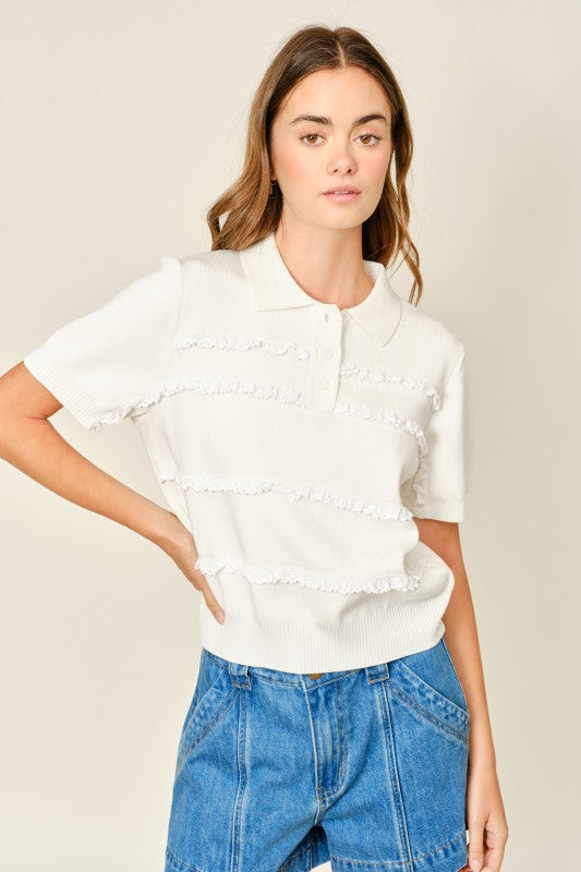 Polo Lace detail Top
