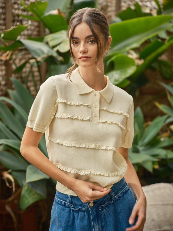 Polo Lace detail Top