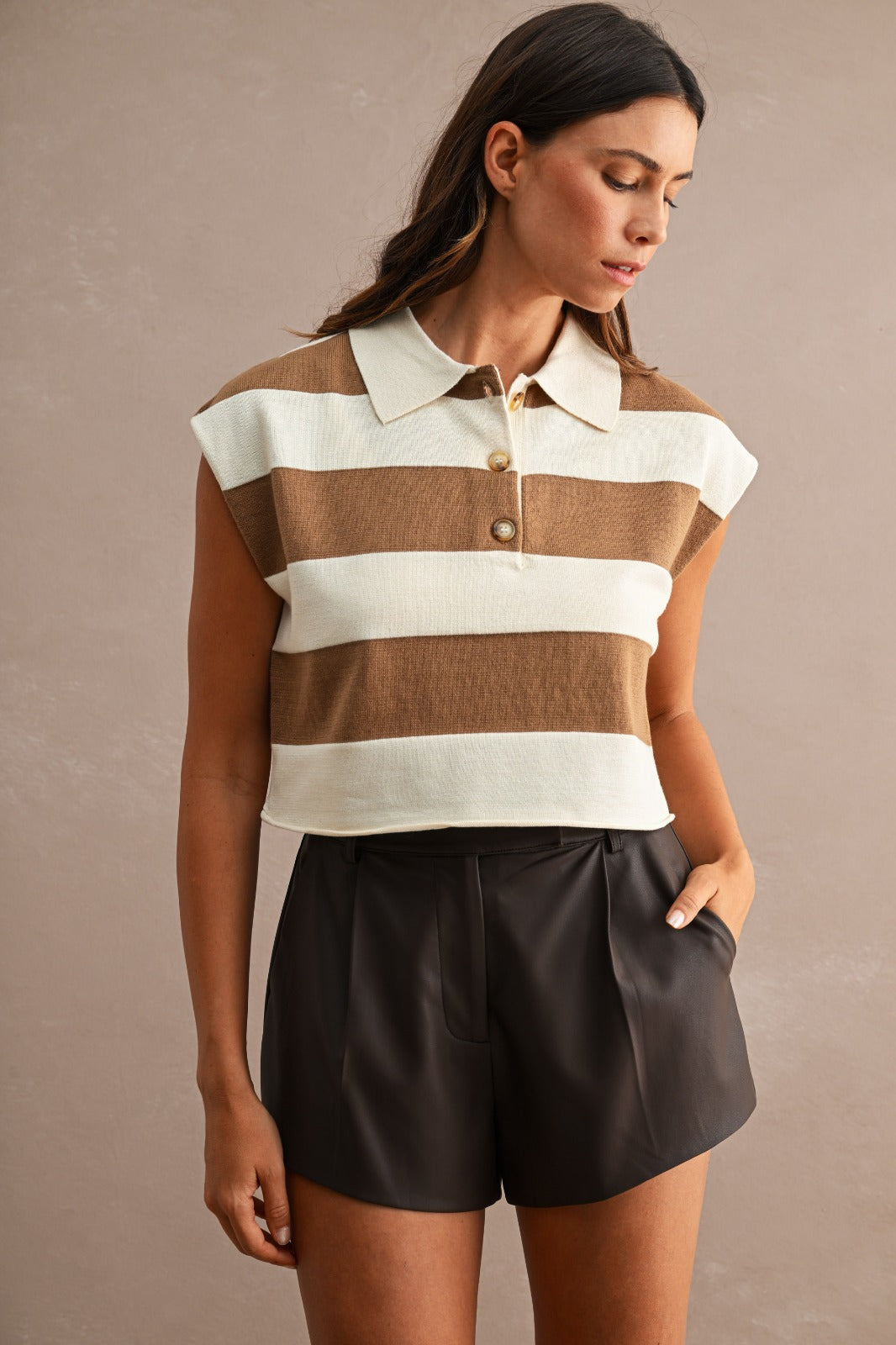 Striped polo top