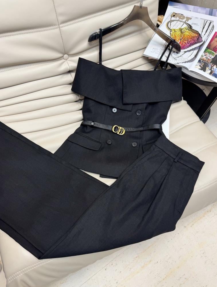 Strapless black Linen set