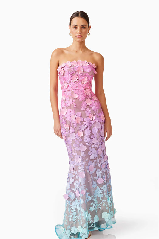 Lia Floral strapless maxi dress