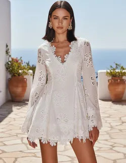 Embroidered white dress