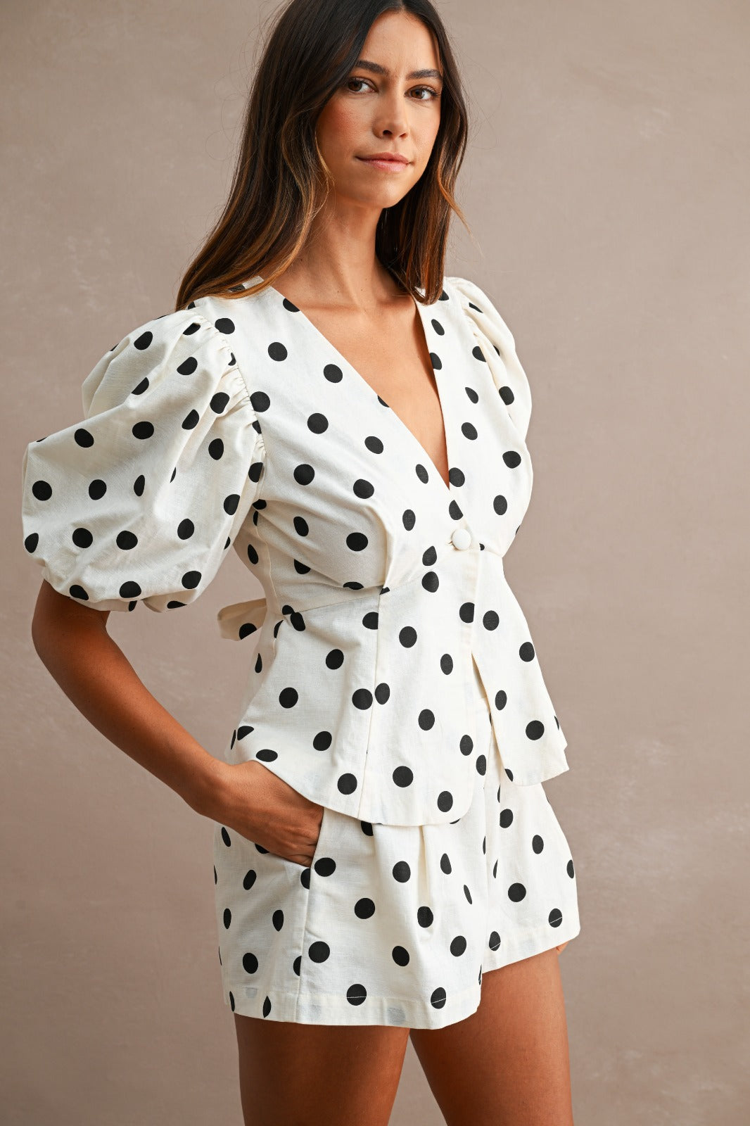 Polka dot short set