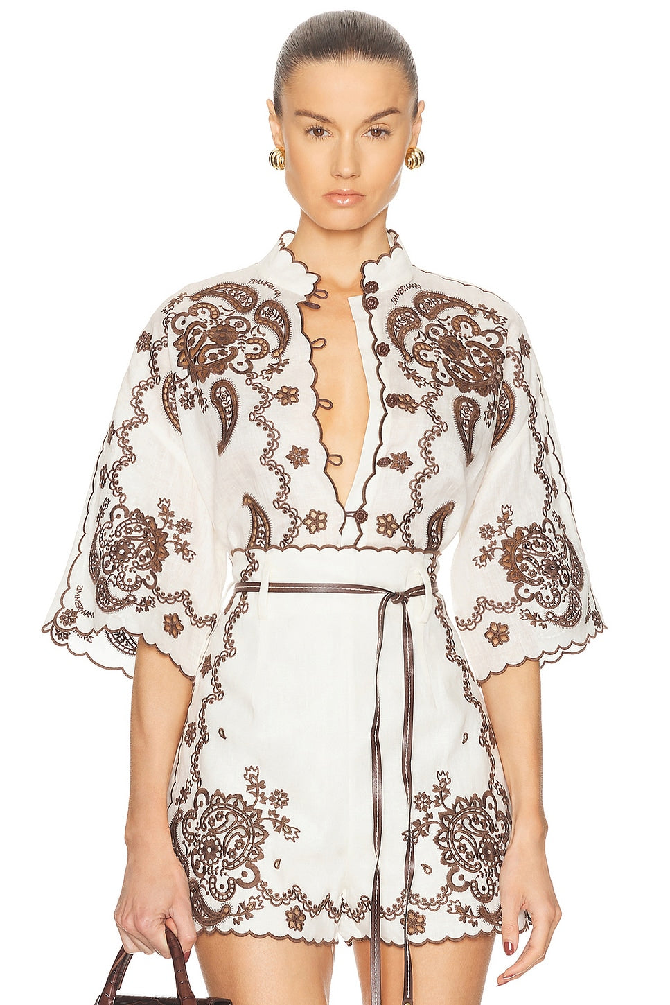 Embroidered short set