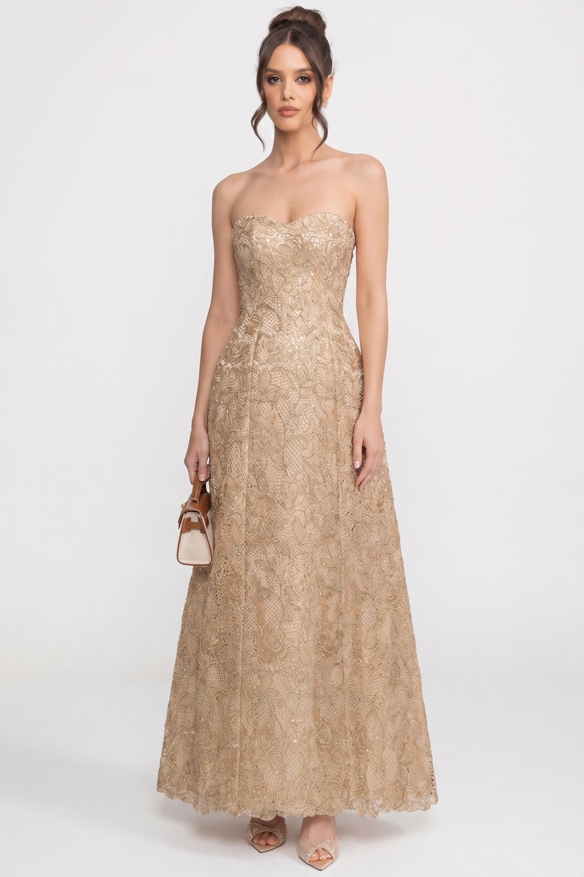 Strapless Isabela Gold maxi dress