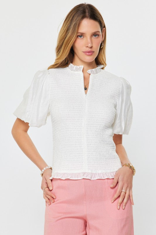 Aura white zip top