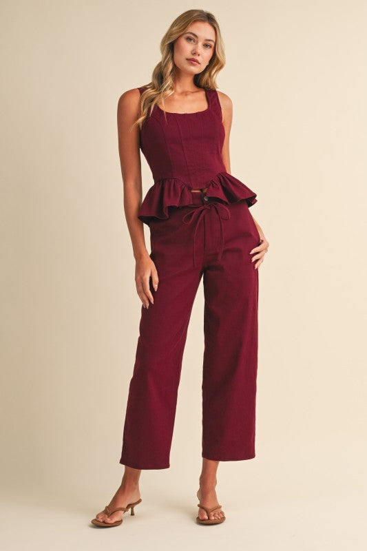 Peplum top and Barrel pants set